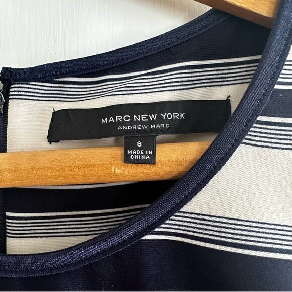 Marc by Marc Jacob Blue and White Striped Sleeveless Scoop Neck Sheath Dress 8 - Picture 2 of 6